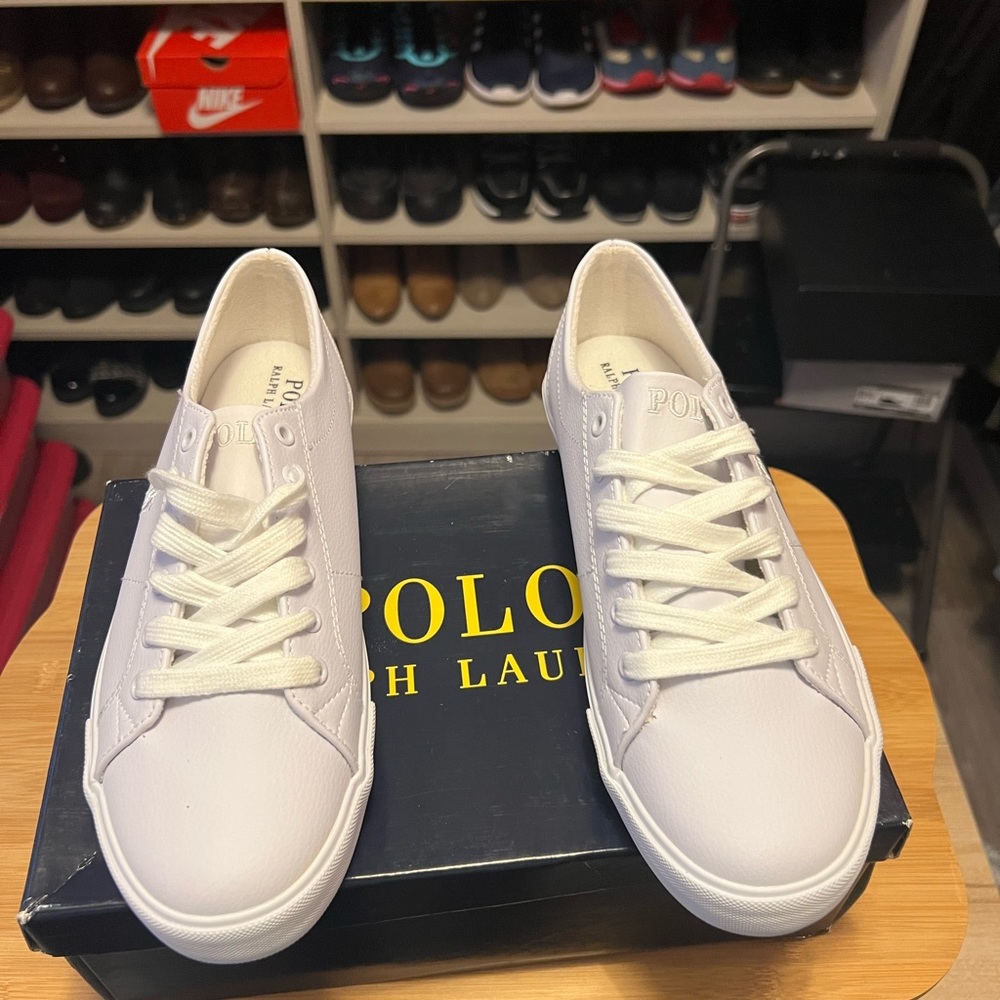 Brand New Polo Ralph Lauren “Triple White Scholar” Youth Casual Shoes